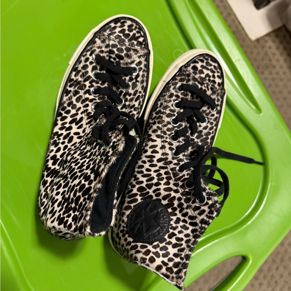 Leopard Print High-Top Sneakers